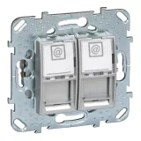 Schneider Electric MGU5.2424.30ZD Unica Top, двойная розетка 2xRJ45 Cat.6, алюминий