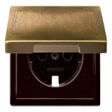 Schneider Electric MERTEN SYSTEM DESIGN MTN2340-4143 (накладка на розетку SCHUKO с заземлением, со шторками и крышкой, античная латунь)