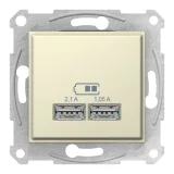 Schneider Electric SDN2710247 USB-розетка 2xUSB, бежевый, Sedna