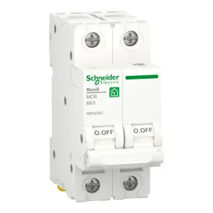R9F02263 Автоматический выключатель Schneider Electric Resi9, 2 полюса, 63A, тип B, 6kA (ШНАЙДЕР) R9F02263 Автоматический выключатель Schneider Electric Resi9, 2 полюса, 63A, тип B, 6kA (ШНАЙДЕР)